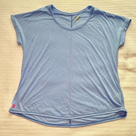 XL Lilly Pulitzer Luxletic Bryana Short-Sleeve Scoop-Neck Tee in Blue Peri - Picture 2 of 7